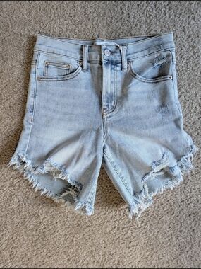 Light Wash Distressed Denim Shorts